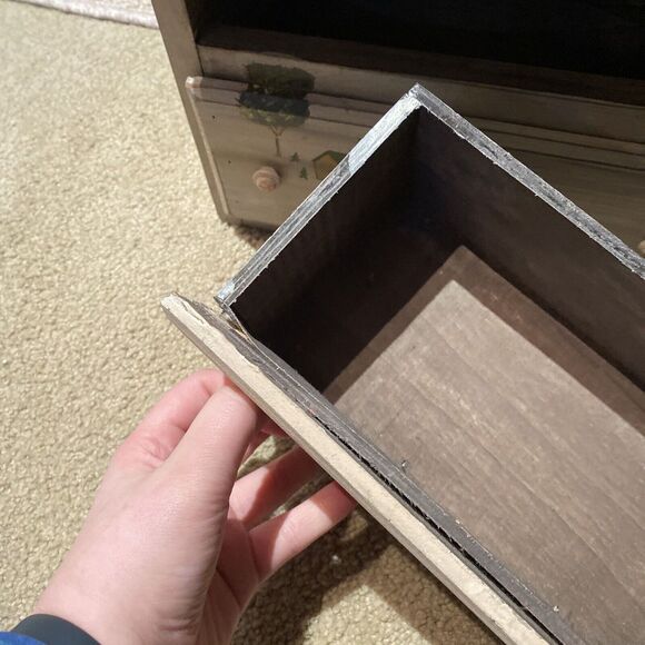 Vintage jewelry box 2 drawer mini hand painted dresser Adorable trinket box - Picture 2 of 5